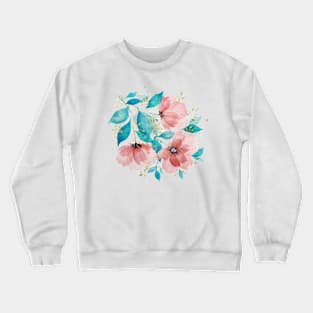 Watercolor Pink and Turquoise Botanical Arrangement 4 Crewneck Sweatshirt